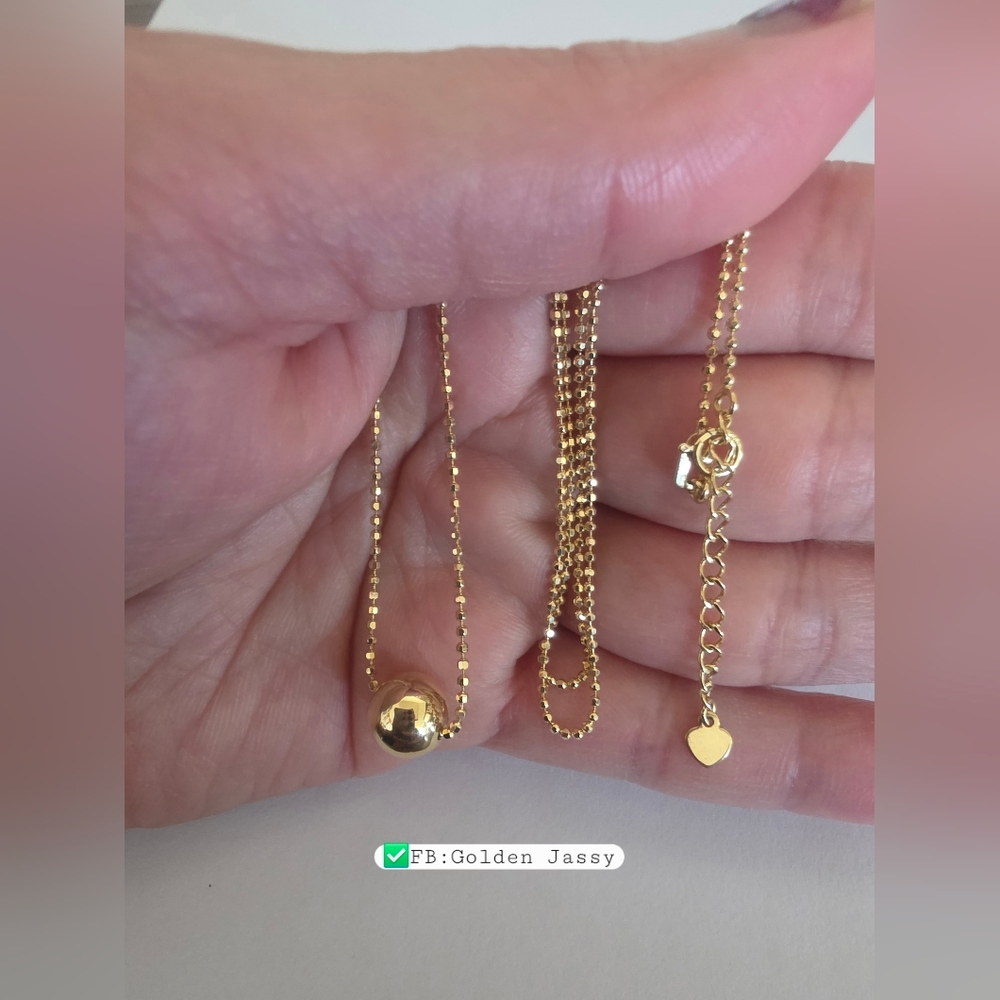 18k Real Gold Ball Necklace - image 1